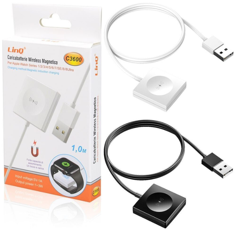 Chargeur Sans fil pour Apple Watch 1/2/3/4/5/6/7/SE/8/8 Ultra LinQ C3600 — LinQ · Smarty Paris 18e
